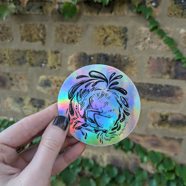 Drippy Goat Holographic Sticker